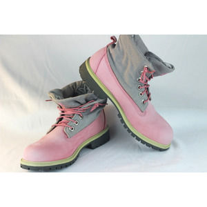 Timberland Roll Top 27364 Pink Gray Leather Lace Up Women's Boots Size 5.5